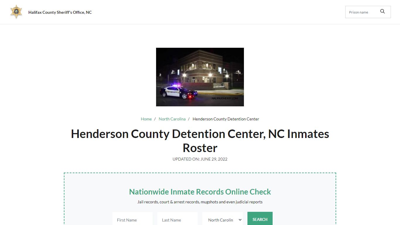 Henderson County Detention Center, NC Jail Roster, Name Search